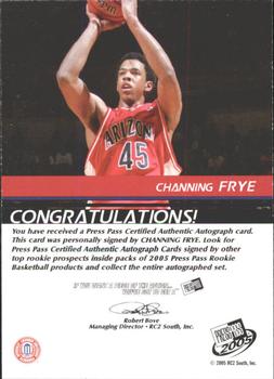 2005 Press Pass - Autographs Blue Player Silhouettes #NNO Channing Frye Back