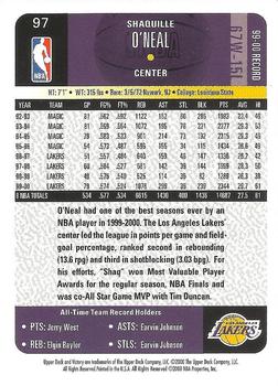 2000-01 Upper Deck Victory #97 Shaquille O'Neal Back