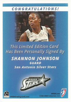 2005 Rittenhouse WNBA - Autographs #NNO Shannon Johnson Back