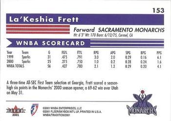 2001 Fleer Tradition WNBA #153 La'Keshia Frett Back