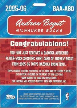 2005-06 Bazooka - All-Access Relics #BAA-ABO Andrew Bogut Back