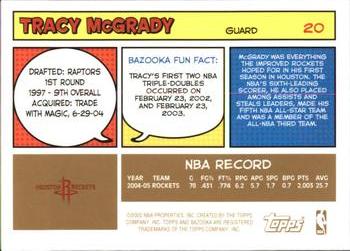 2005-06 Bazooka - Gold #20 Tracy McGrady Back