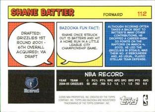 2005-06 Bazooka - Minis #112 Shane Battier Back