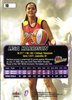 2001 Ultra WNBA #10 Lisa Harrison Back