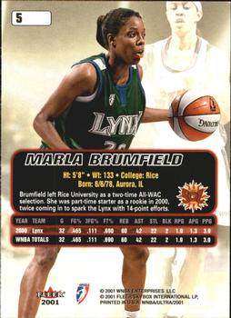 2001 Ultra WNBA #5 Marla Brumfield Back