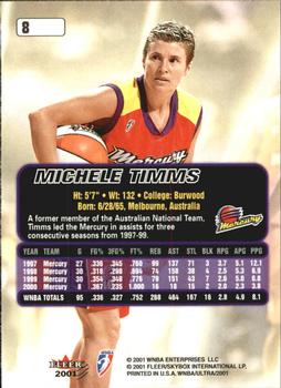 2001 Ultra WNBA #8 Michele Timms Back