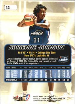 2001 Ultra WNBA #14 Adrienne Johnson Back