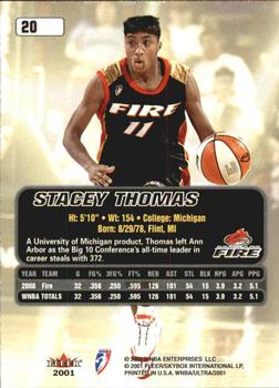 2001 Ultra WNBA #20 Stacey Thomas Back