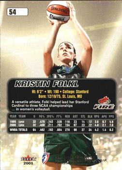 2001 Ultra WNBA #54 Kristin Folkl Back