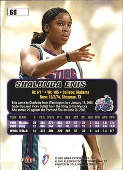 2001 Ultra WNBA #68 Shalonda Enis Back