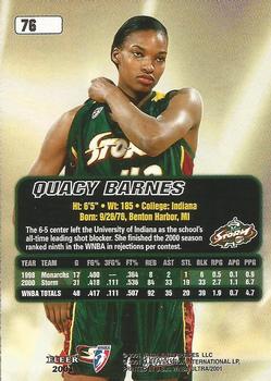 2001 Ultra WNBA #76 Quacy Barnes Back