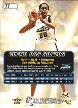 2001 Ultra WNBA #77 Cintia dos Santos Back