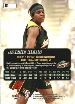 2001 Ultra WNBA #81 Jamie Redd Back