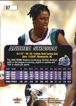 2001 Ultra WNBA #87 Andrea Stinson Back