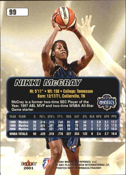 2001 Ultra WNBA #99 Nikki McCray Back