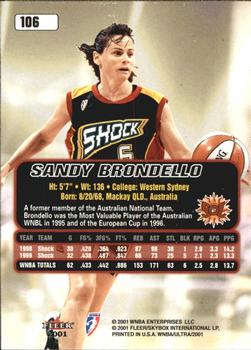 2001 Ultra WNBA #106 Sandy Brondello Back