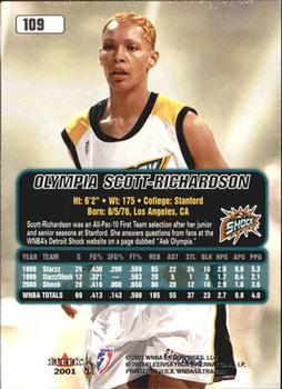 2001 Ultra WNBA #109 Olympia Scott-Richardson Back