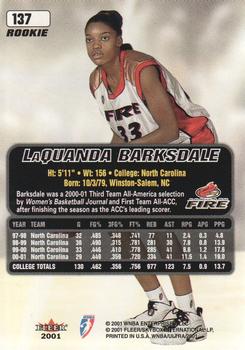 2001 Ultra WNBA #137 LaQuanda Barksdale Back