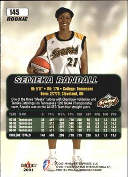 2001 Ultra WNBA #145 Semeka Randall Back