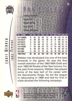 2000-01 Upper Deck Legends #26 Chris Webber Back