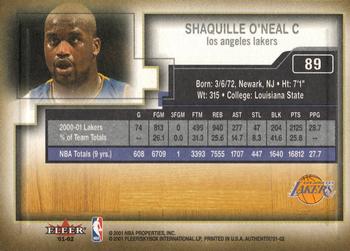 2001-02 Fleer Authentix #89 Shaquille O'Neal Back