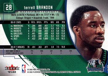2001-02 E-X #28 Terrell Brandon Back