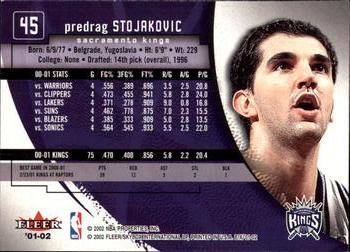 2001-02 E-X #45 Predrag Stojakovic Back