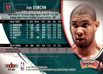 2001-02 E-X #89 Tim Duncan Back