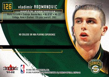 2001-02 E-X #126 Vladimir Radmanovic Back