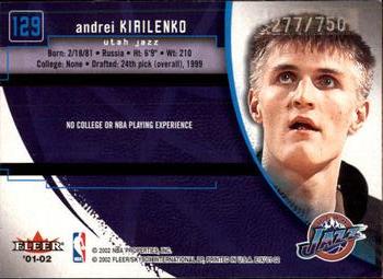 2001-02 E-X #129 Andrei Kirilenko Back