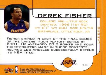 2001-02 Fleer Exclusive #18 Derek Fisher Back