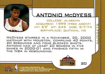 2001-02 Fleer Exclusive #20 Antonio McDyess Back