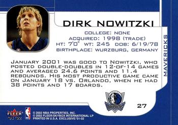 2001-02 Fleer Exclusive #27 Dirk Nowitzki Back