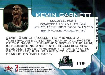 2001-02 Fleer Exclusive #119 Kevin Garnett Back