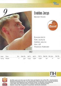 2003 City-Press BBL Playercards #82 Evaldas Jocys Back