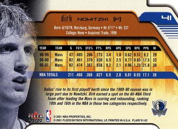 2001-02 Flair #41 Dirk Nowitzki Back