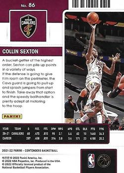 2021-22 Panini Contenders #86 Collin Sexton Back