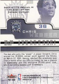 2001-02 Fleer Force #36 Chris Webber Back