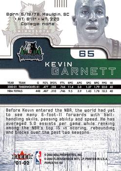 2001-02 Fleer Force #65 Kevin Garnett Back