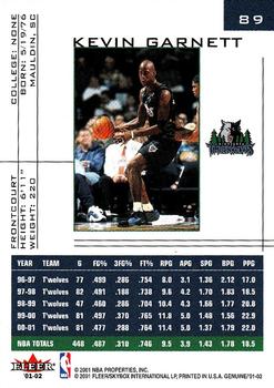 2001-02 Fleer Genuine #89 Kevin Garnett Back