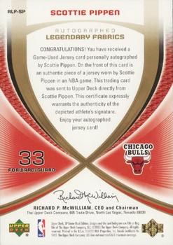 2005-06 SP Game Used - Legendary Fabrics Autographs #ALF-SP Scottie Pippen Back