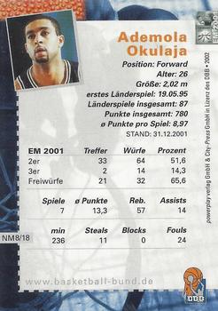 2002 City-Press Powerplay BBL Playercards - Nationalmannschaft #NM8 Ademola Okulaja Back