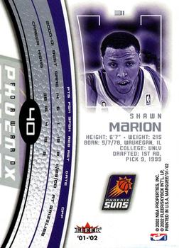 2001-02 Fleer Marquee #40 Shawn Marion Back