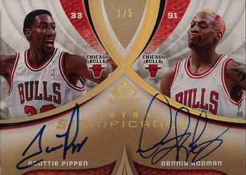 2005-06 SP Game Used - SIGnificance Dual Gold #XSIG-PR Scottie Pippen / Dennis Rodman Front