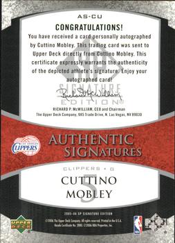 2005-06 SP Signature Edition - Signatures #AS-CU Cuttino Mobley Back