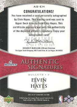 2005-06 SP Signature Edition - Signatures #AS-EH Elvin Hayes Back