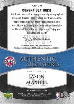 2005-06 SP Signature Edition - Signatures #AS-JM Jason Maxiell Back