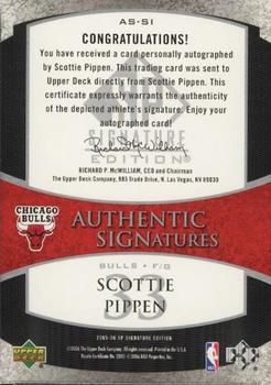 2005-06 SP Signature Edition - Signatures #AS-SI Scottie Pippen Back