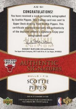2005-06 SP Signature Edition - Signatures Gold #AS-SI Scottie Pippen Back