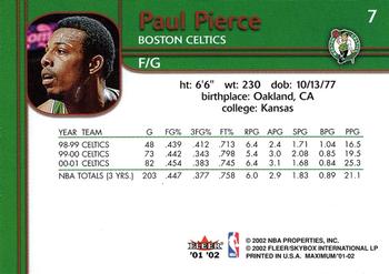 2001-02 Fleer Maximum #7 Paul Pierce Back